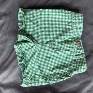 Ralph Lauren Green Gingham Elastic-Waist Shorts